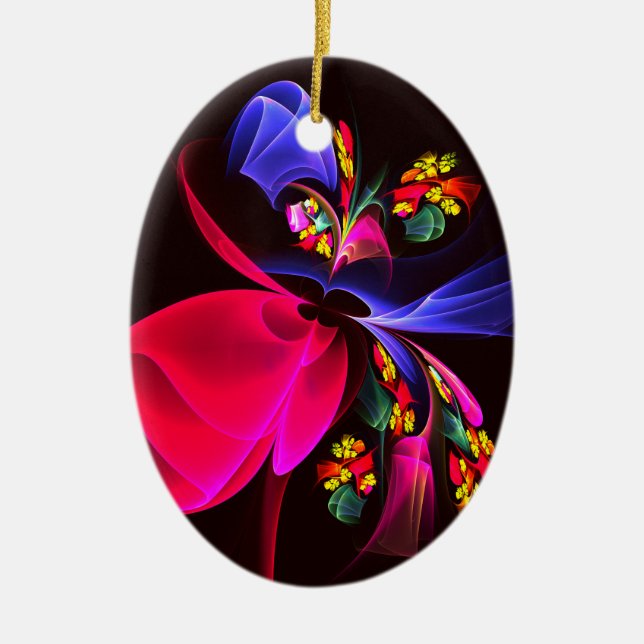 Modernes, farbenfrohes Abstraktes Kunstmuster #06 Keramik Ornament (Vorne)