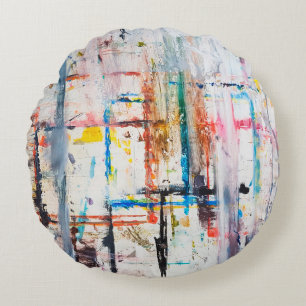 Modernes, farbenfrohes Ambiente.Kunst, zeitgenössi Rundes Kissen