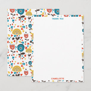 Modernes, farbenfrohes Blumenmuster aus dem Mittel Dankeskarte