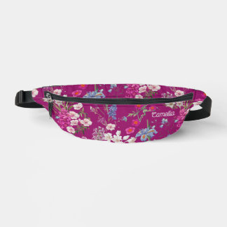 Modernes, farbenfrohes Blumenmuster - Lila Name Bauchtasche