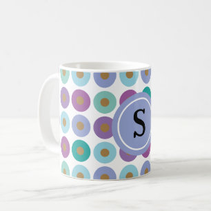 Modernes, farbenfrohes Circle Pattern Monogramm Kaffeetasse
