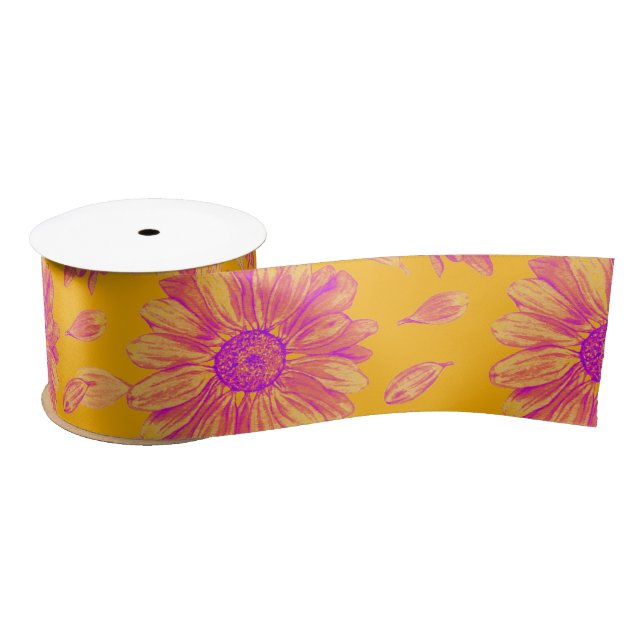 Modernes, farbenfrohes, florales Muster Satinband (Spule)