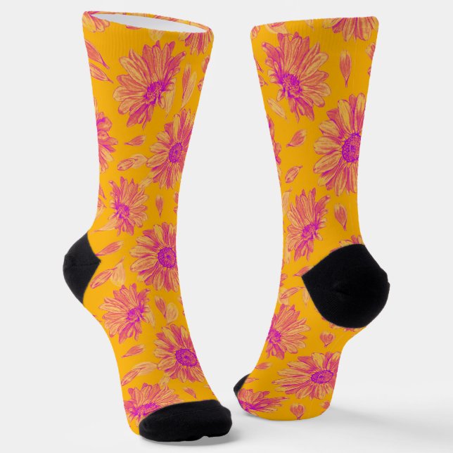Modernes, farbenfrohes, florales Muster Socken (Gewinkelt)