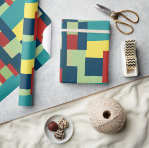 Modernes, farbenfrohes geometrisches Muster des Mi Geschenkpapier