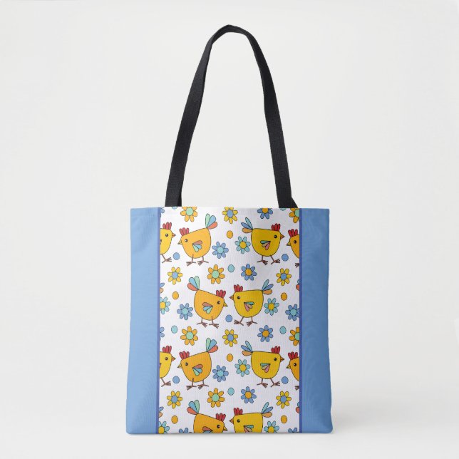 Modernes, farbenfrohes Hühnerdesign Tasche (Vorderseite)
