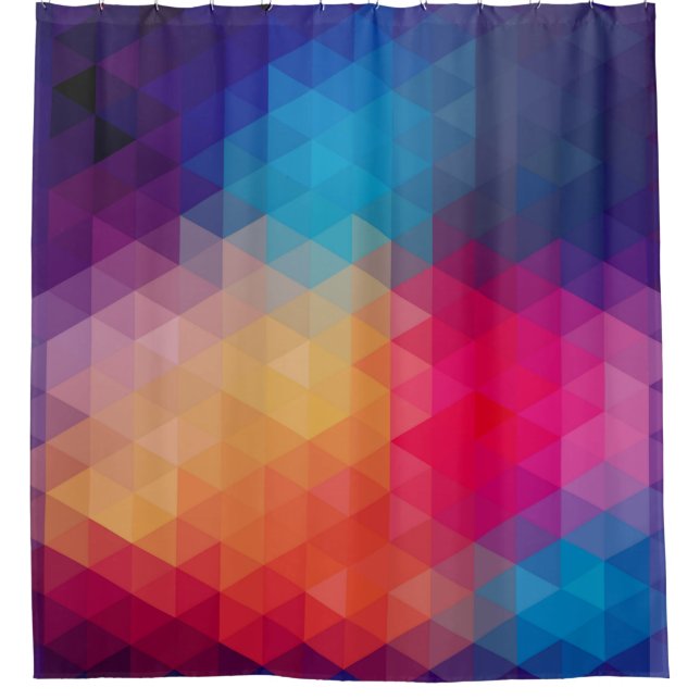 Modernes, farbenfrohes polygonal nahtloses Muster Duschvorhang (Vorderseite)