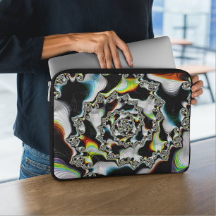 Modernes, farbenfrohes psychedelisches Spiral-Frak Laptopschutzhülle