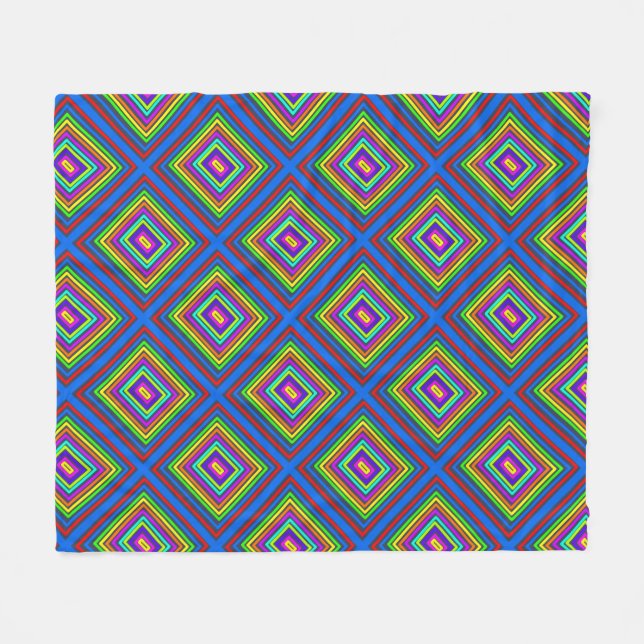 Modernes, farbenfrohes, quadratisches geometrische fleecedecke (Vorderseite (Horizontal))