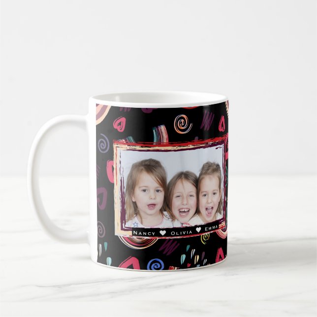 Modernes, farbenfrohes Rainbow Custom Foto Kaffeetasse (Links)