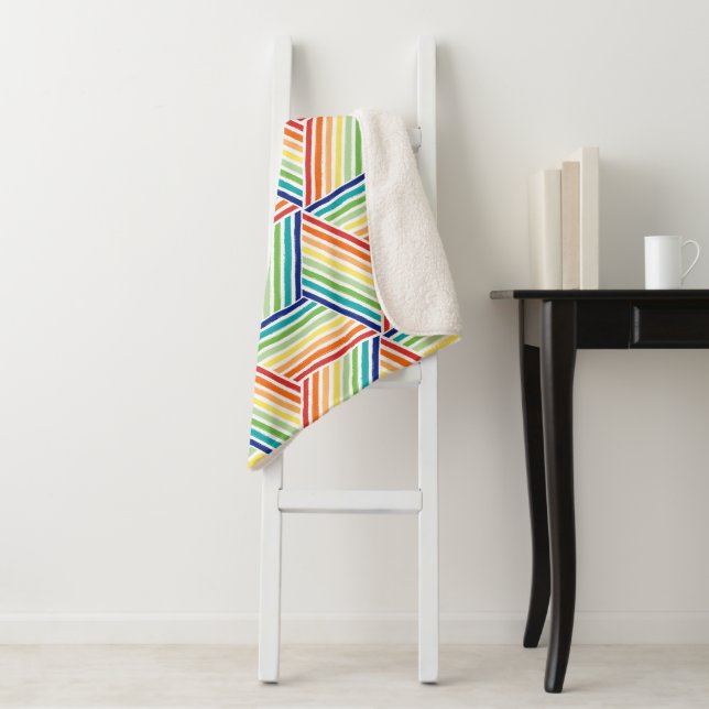 Modernes, farbenfrohes Regenbogenkuppelmuster Sherpadecke (Beispiel)