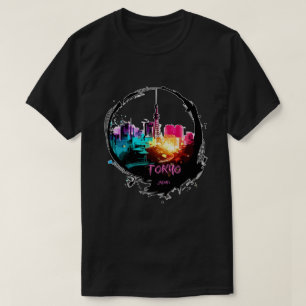 Modernes farbenfrohes Tōkyō - Japanische Stadtbild T-Shirt