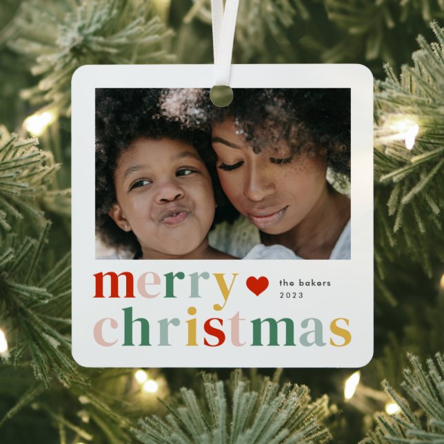 Modernes, farbenfrohes Weihnachtsfest - Foto Ornament Aus Metall (InSitu)