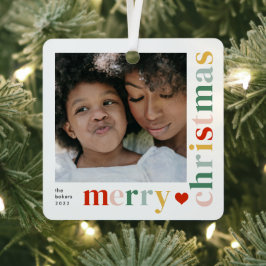 Modernes, farbenfrohes Weihnachtsfest - Foto Ornament Aus Metall