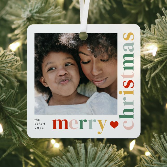 Modernes, farbenfrohes Weihnachtsfest - Foto Ornament Aus Metall (InSitu)