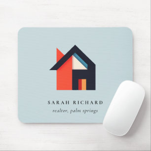 Modernes Farbhaus-Logo Realtor Blau Rot Orange Mousepad