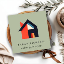 Modernes Farbhaus-Logo Realtor Grün Grau Rot