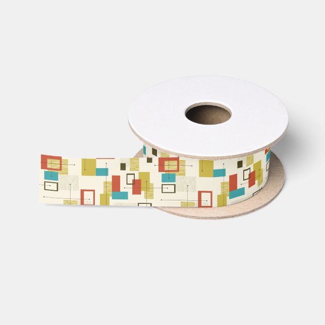 Modernes, farbiges geometrisches Muster des Mittel Satinband (Spule)