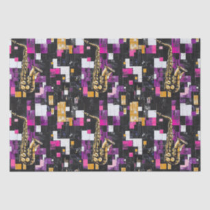 Modernes, farbiges Saxophon-Muster Seidenpapier