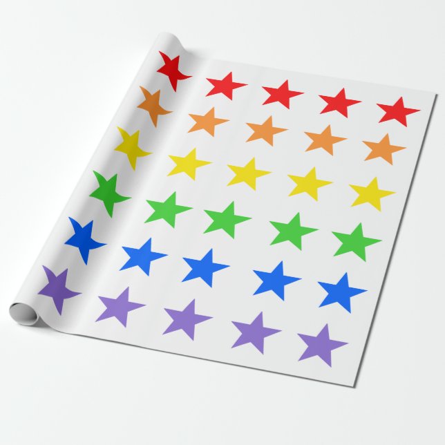 Modernes, farbiges Sternmuster Geschenkpapier (Ungerollt)