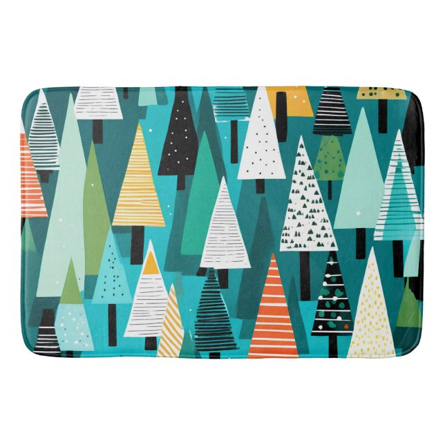 Modernes, farbiges Weihnachtsbaummuster Badematte (Vorderseite)