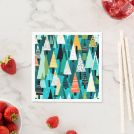 Modernes, farbiges Weihnachtsbaummuster Serviette