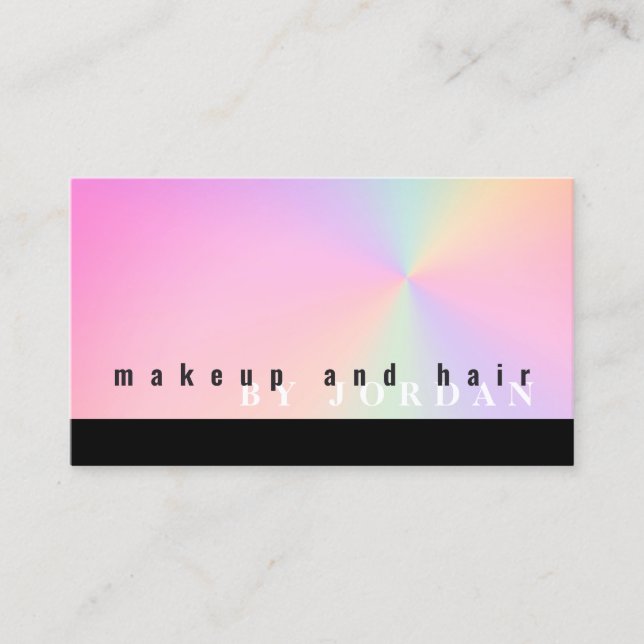 Modernes Farbverlauf bunt holografisches Make-up & Visitenkarte (Vorderseite)