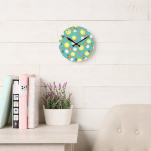 Modernes Farbverlauf Dissy Blume Girl Runde Wanduhr