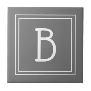 Modernes Farmhaus-Monogramm Grau & Weiß Anfangsbuc Fliese