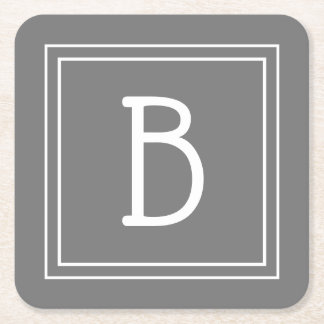 Modernes Farmhaus-Monogramm Grau & Weiß Anfangsbuc Rechteckiger Pappuntersetzer