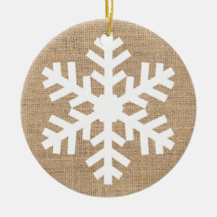 Modernes Farmhaus-Weihnachten Schneeflocke Rustika Keramik Ornament