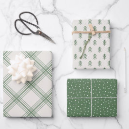 Modernes Farmhouse-Urlaubspapier - grün Geschenkpapier Set