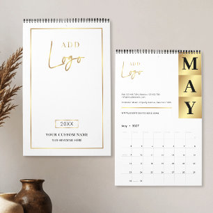 Modernes Faux-Gold-Geschäftslogo gebrandet 2027 Kalender