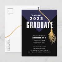 Modernes, feines Blue Grad Cap Abschluss Postcard