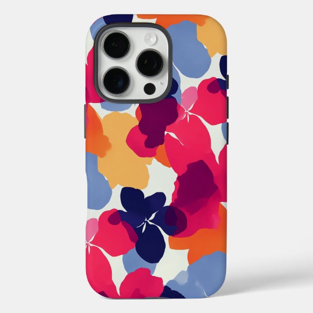 Modernes, feines Blumenmuster iPhone 16 Pro Hülle (Rückseite)