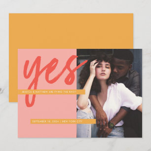 Modernes, feines Korallenrosa Foto Save the Date Einladung