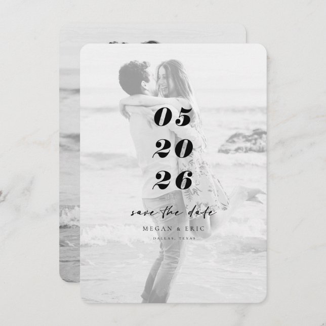 Modernes, feines Overlay-Foto Save the Date (Vorne/Hinten)