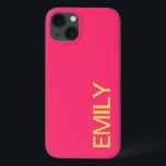 Modernes, feines rosa Personalisiertes iPhone Case<br><div class="desc">Modernes,  kühl rosa Personalisiertes iPhone 13 Fall. Benutzerdefinierter iPhone-Fall mit Namen.</div>