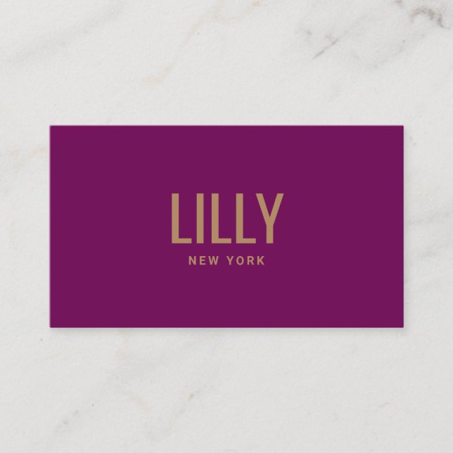Modernes, feines Schriftart Lila Violet Visitenkarte (Vorderseite)