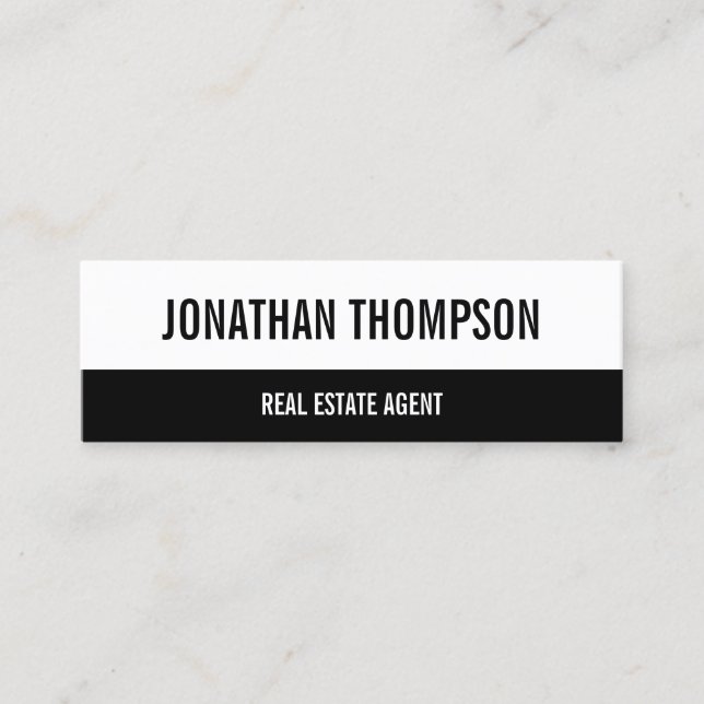 Modernes, feines Schwarz und Weiß Mini Visitenkarte (Vorderseite)