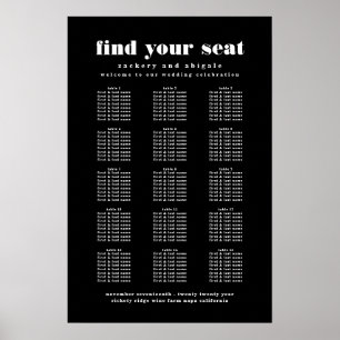 Modernes, feines Schwarz-weißes Hochzeitszeichen Poster