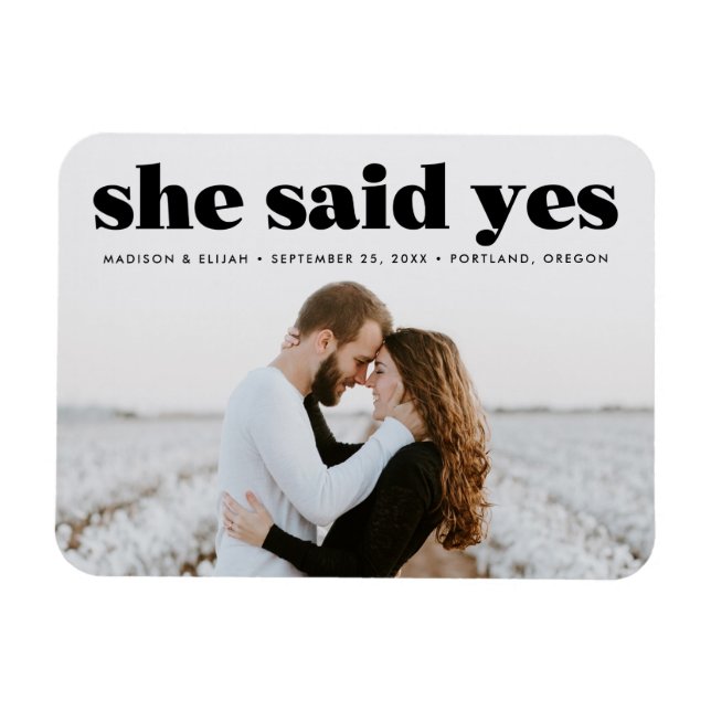 Modernes, feines schwarzes Typografie-Foto Save th Magnet (Horizontal)