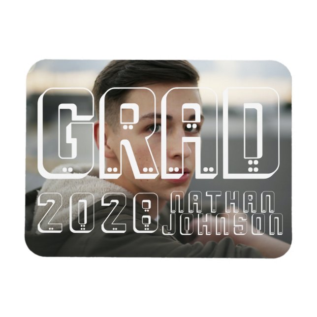 Modernes, feines Typografie-Abschluss-Foto Magnet (Horizontal)