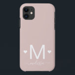 Modernes Feminin-Schriftzeichen-Monogramm-Rosa Case-Mate iPhone Hülle<br><div class="desc">Moderne feminine Skripte monogramm blush pink Name iPhone 11 Fall</div>