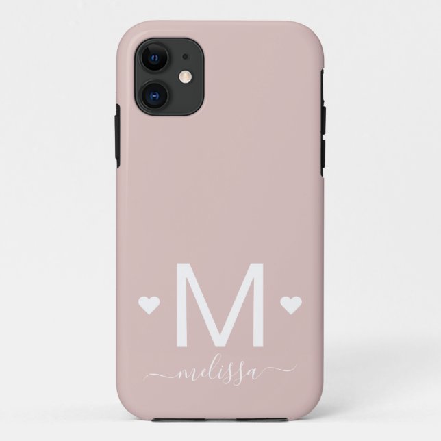 Modernes Feminin-Schriftzeichen-Monogramm-Rosa Case-Mate iPhone Hülle (Rückseite)