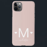 Modernes Feminin-Schriftzeichen-Monogramm-Rosa iPhone 11Pro Max Hülle<br><div class="desc">Moderne feminine Skripte Monogramm blush pink iPhone 11 Pro Max Hüllen</div>