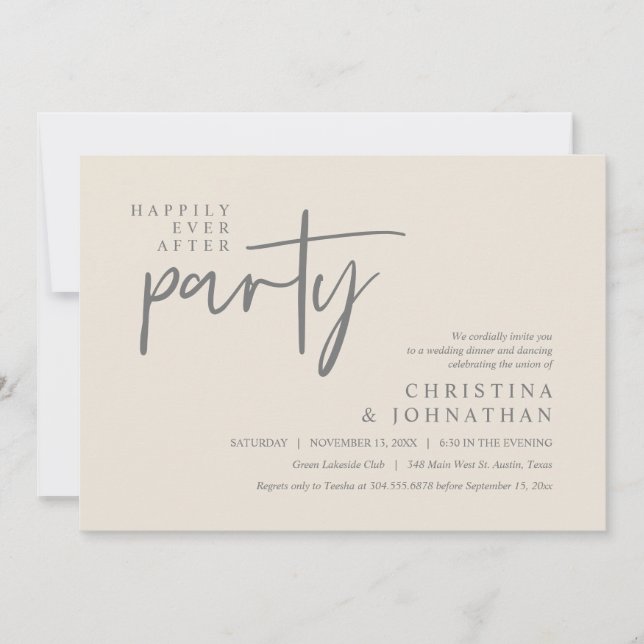 Modernes Fest nach dem Party Hochzeitsessen Einladung (Vorderseite)