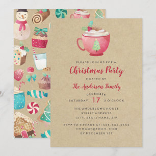 Modernes festes Aquarell Tasse Weihnachten Party Einladung