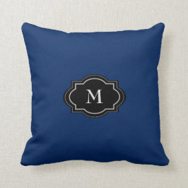 Modernes festes Familienmonogramm des blauen Kissen