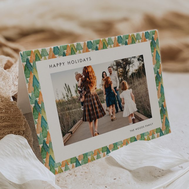 Modernes festes Muster Familienglücklich Feiertagskarte (Von Creator hochgeladen)