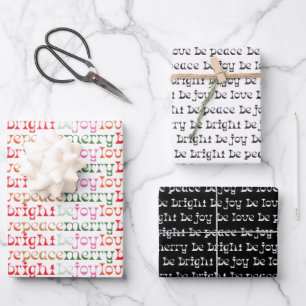 Modernes Festiv sei frohe Liebe Joy Geschenkpapier Set